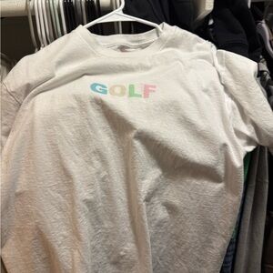 White Short Sleeve Tee with Pastel GOLF Print